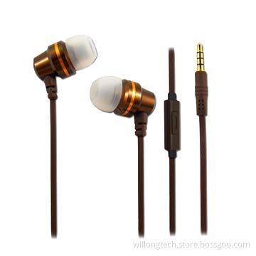 Metal Earphones with Mic for Music-gold